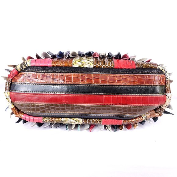 Multi-Colored Faux Leather Snakeskin Pattern Handbag Shoulder Boho Bag Purse - Picture 14 of 16